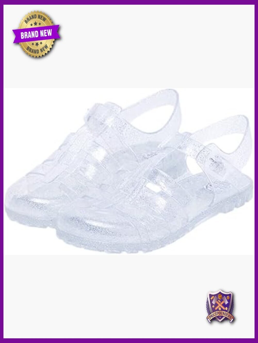 T-Strap Slingback Jelly Sandals Bling Beach Retro Flat Shoes